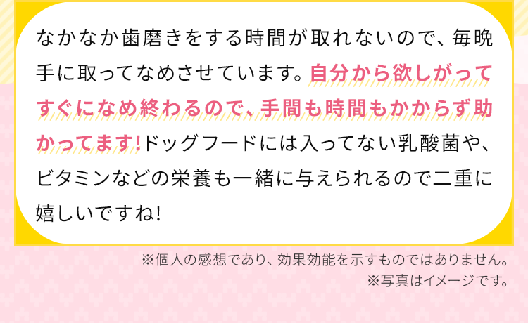 自分から欲しがってすぐになめ終わるので、手間も時間もかからず助かってます!